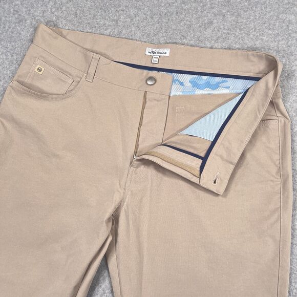 Peter Millar EB66 Pants Mens 38 x 30 Beige Performance Five Pocket Chino Golf - Picture 9 of 14